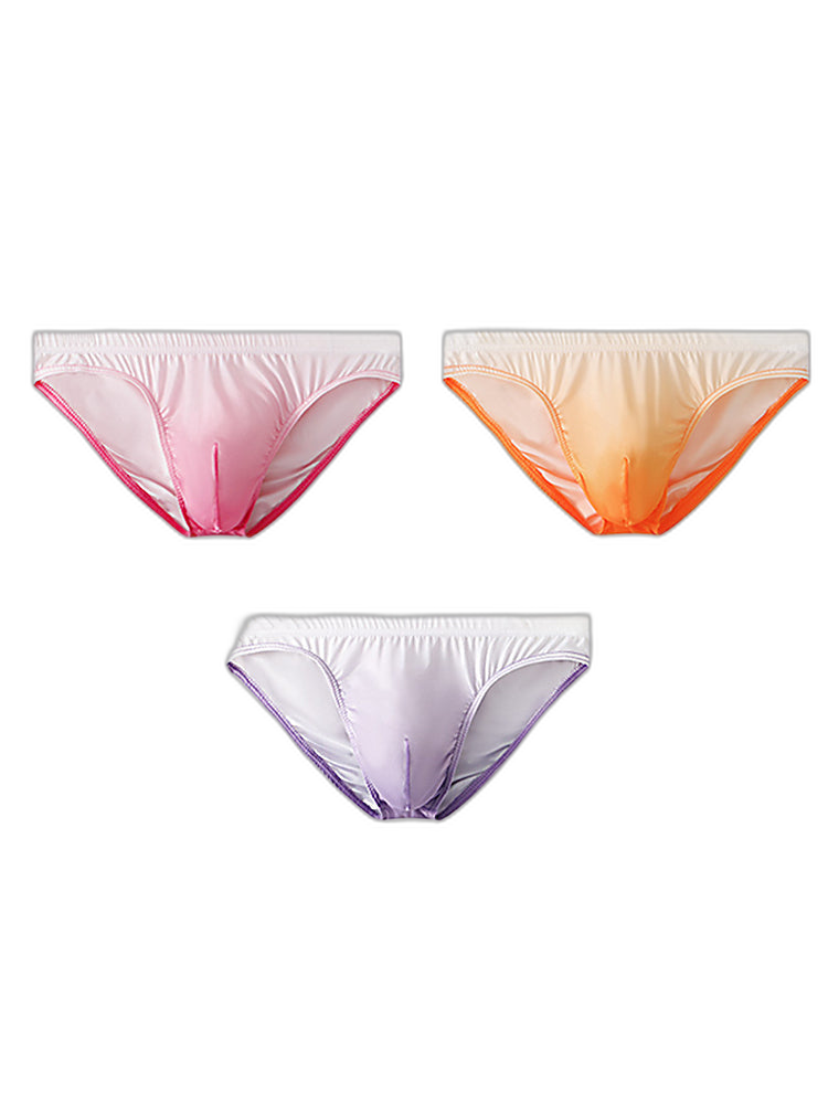 3 Pack Men's Sensual Silk-Like Loose Gradient Color Bikini