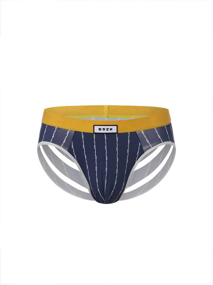 Men's Sexy Thorns Stripes Print Cutout Briefs