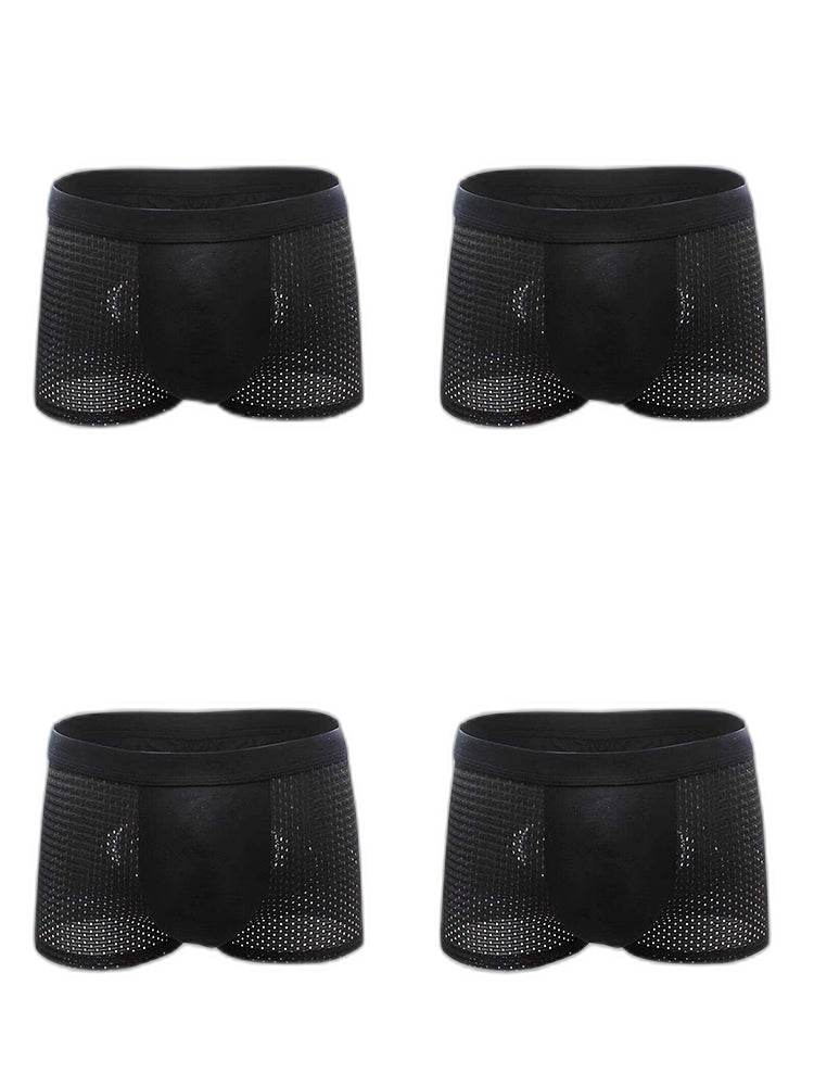 4 Pack Men’s Breathable Mesh Trunks with Antibacterial Fabric