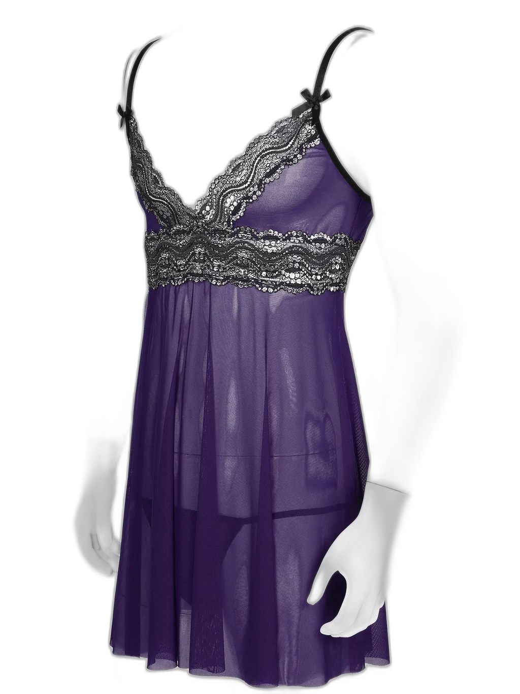 Mesh Floral Lace Sissy Mini Nightgown Set