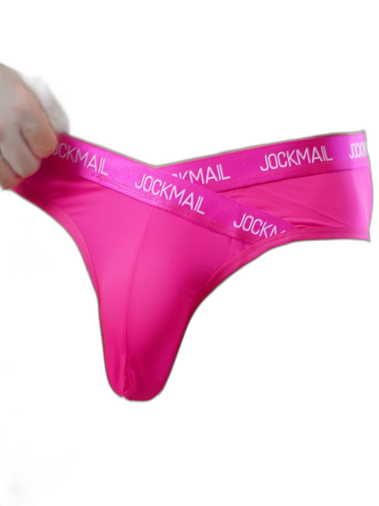 2 Pack Men's Sporty Letter Print Supportive Low-Rise Ice Silk Skin-Friendly Bikini