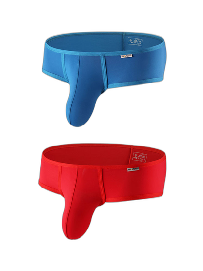 2 Pack Men's Low-Rise Contoured Pouch Stretch Fit Sporty Cut Trunks