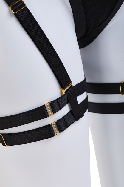 Strapped Bra, Briefs, Leg Rings Rave Lingerie Set