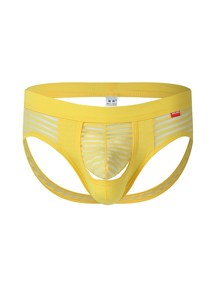 Men’s Sexy Striped Hollow Jockstrap With Separate Pouch