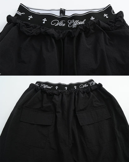 KIIKIO Retro Cross-Waistband Parachute Pants