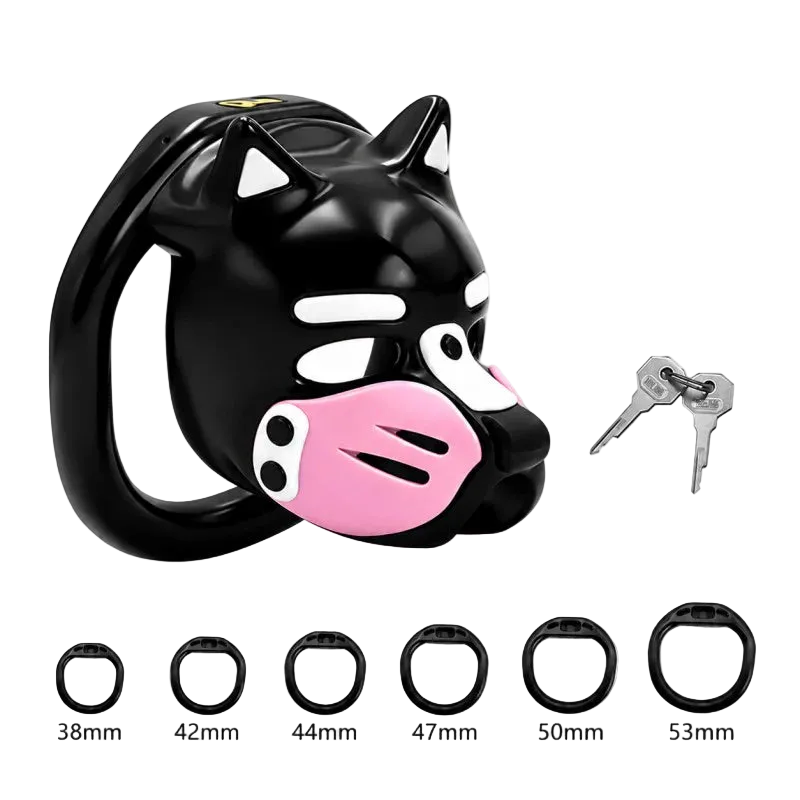 Pup Hood Chastity Cage Pink