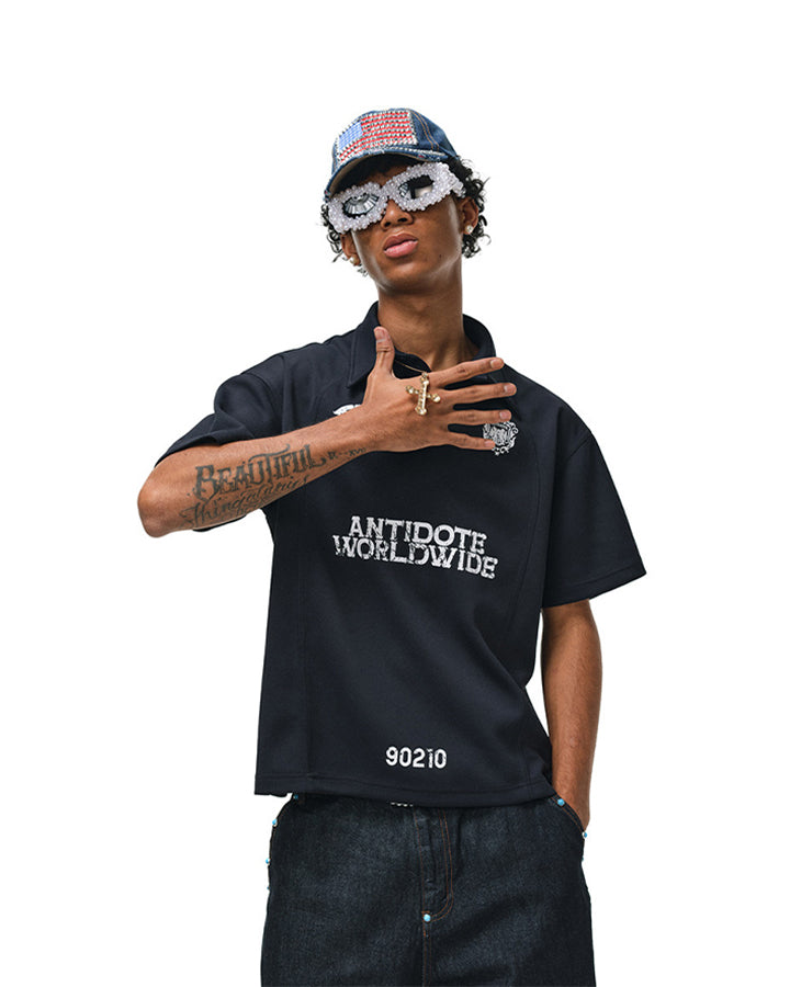 KIIKIO High Street Distressed Graphic Collared Tee