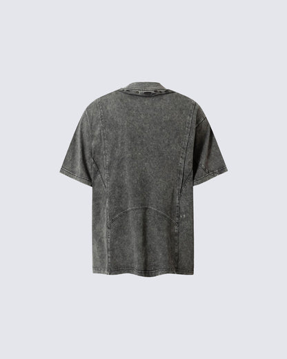 Distressed Irregular Curve Patchwork New Tee
