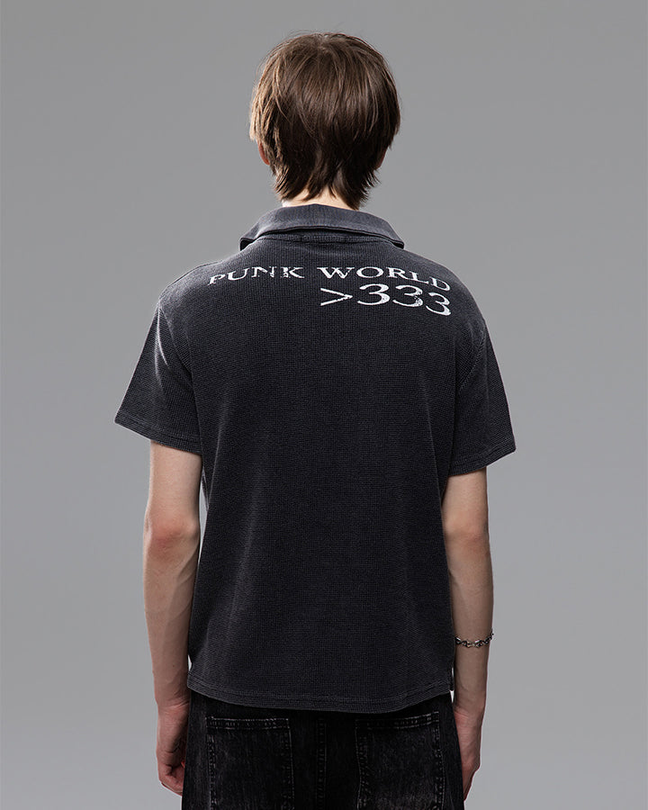 High Street Graphic Textured Washed New Polo T-Shirt