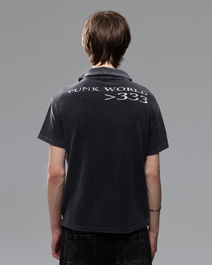 High Street Graphic Textured Washed New Polo T-Shirt