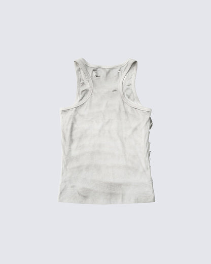 Grunge Acid Wash Star Rhinestone Cutout Ribbed Tank Top