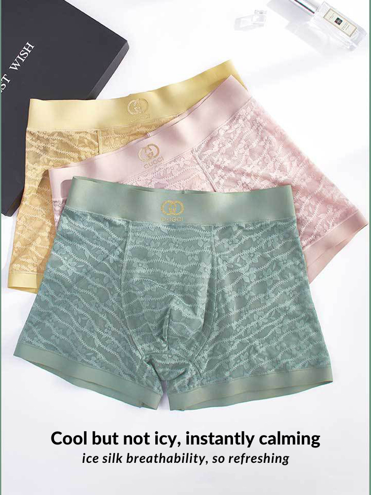 Men's Mid-Rise Sexy Seamless Lace Trunks