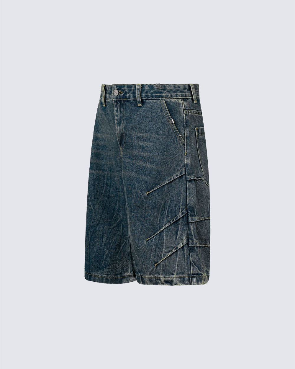 High Street Scratch Stitch Wide Denim Shorts