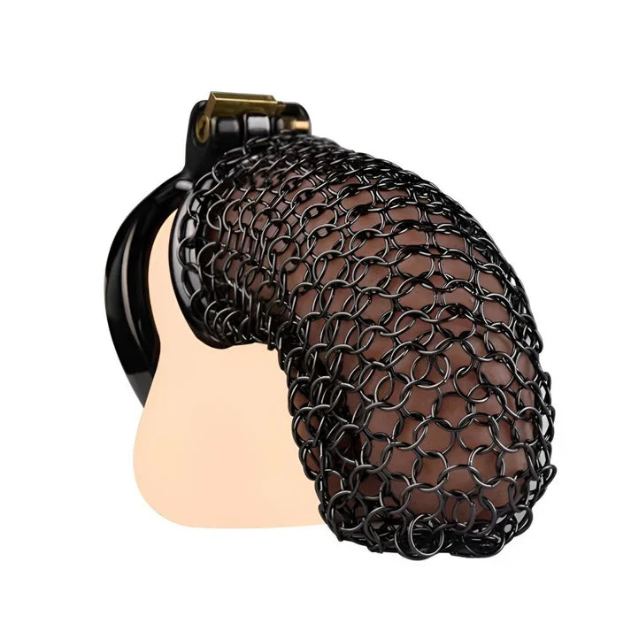 Black Soft Metal Mesh Chastity Cage | Flexible 304 Stainless Steel