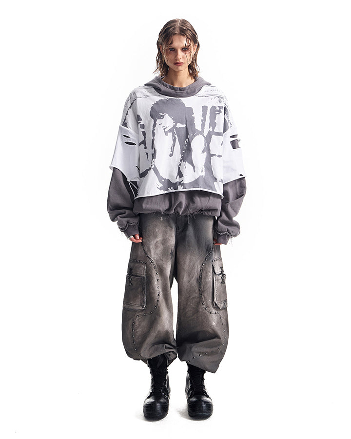 KIIKIO Grunge Layered Hoodie
