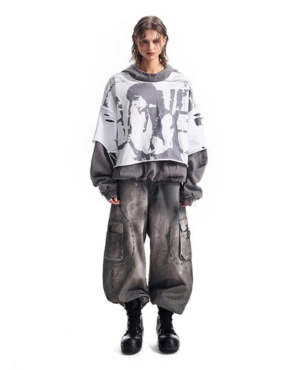 KIIKIO Grunge Layered Hoodie