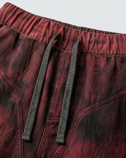 KIIKIO -New Washed Distressed Panel Drawstring Shorts