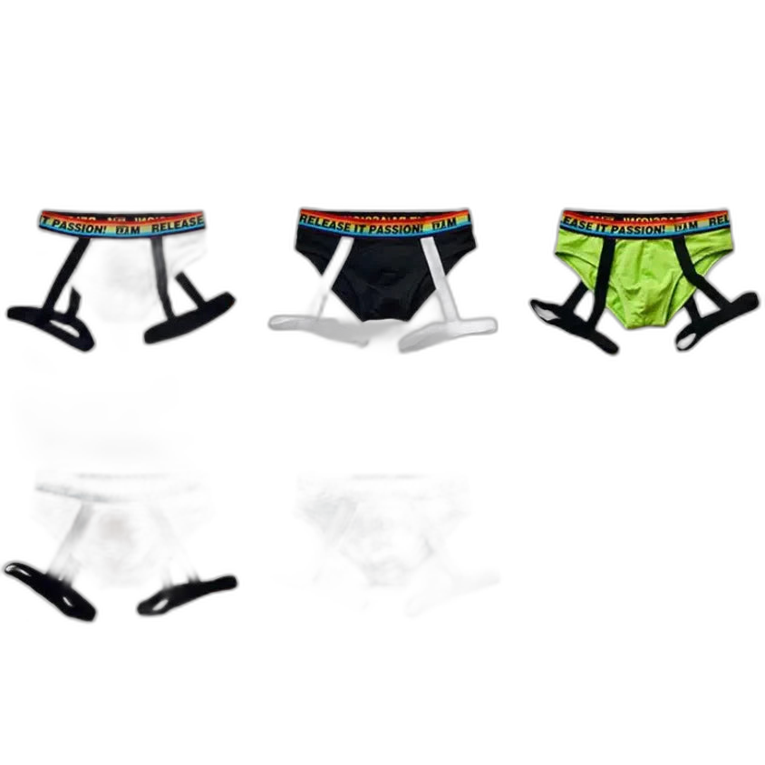 D.M. Rainbow Solid Color Suspender Briefs