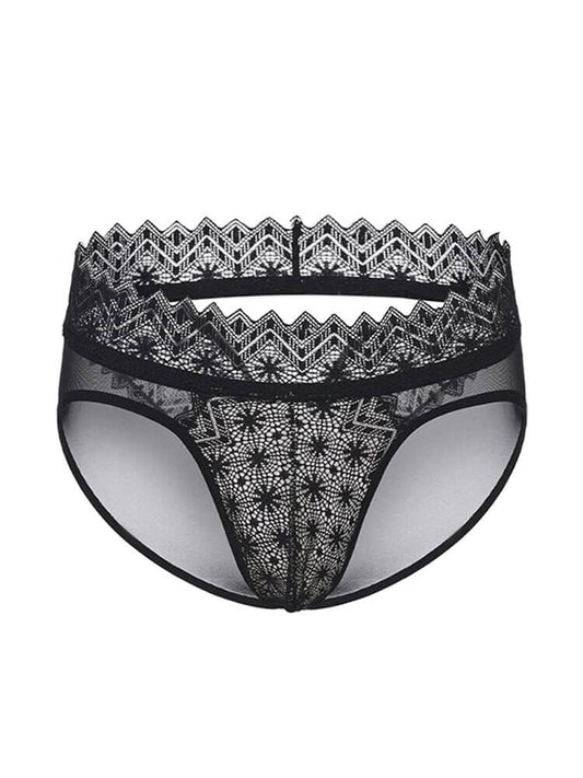 Men's Sexy Lace Hexagram Snowflake Cutout Briefs