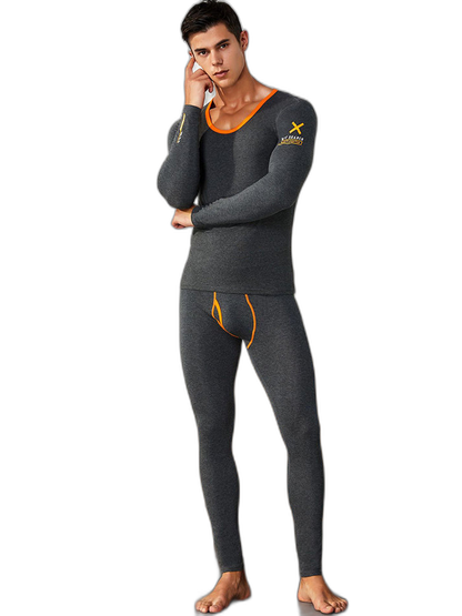 Men's Splicing Lines Cotton Thermal Underwear Set