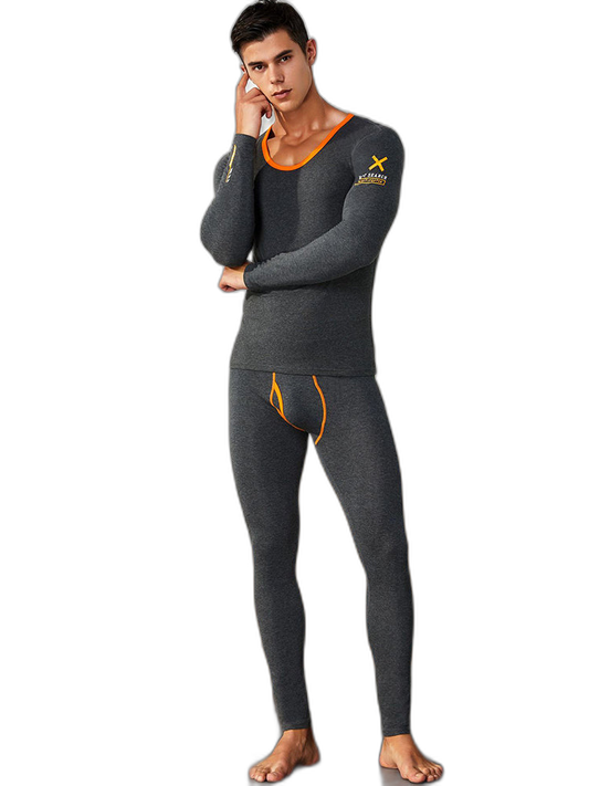 Men's Splicing Lines Cotton Thermal Underwear Set