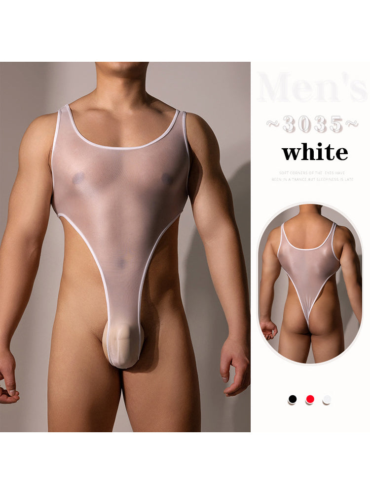 Men's High Cross Sexy Nylon Bodysuit