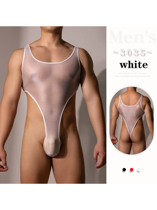 Men's High Cross Sexy Nylon Bodysuit