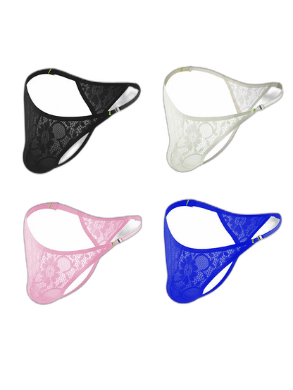 4-pack Men's Lace Side Buttoned Thongs