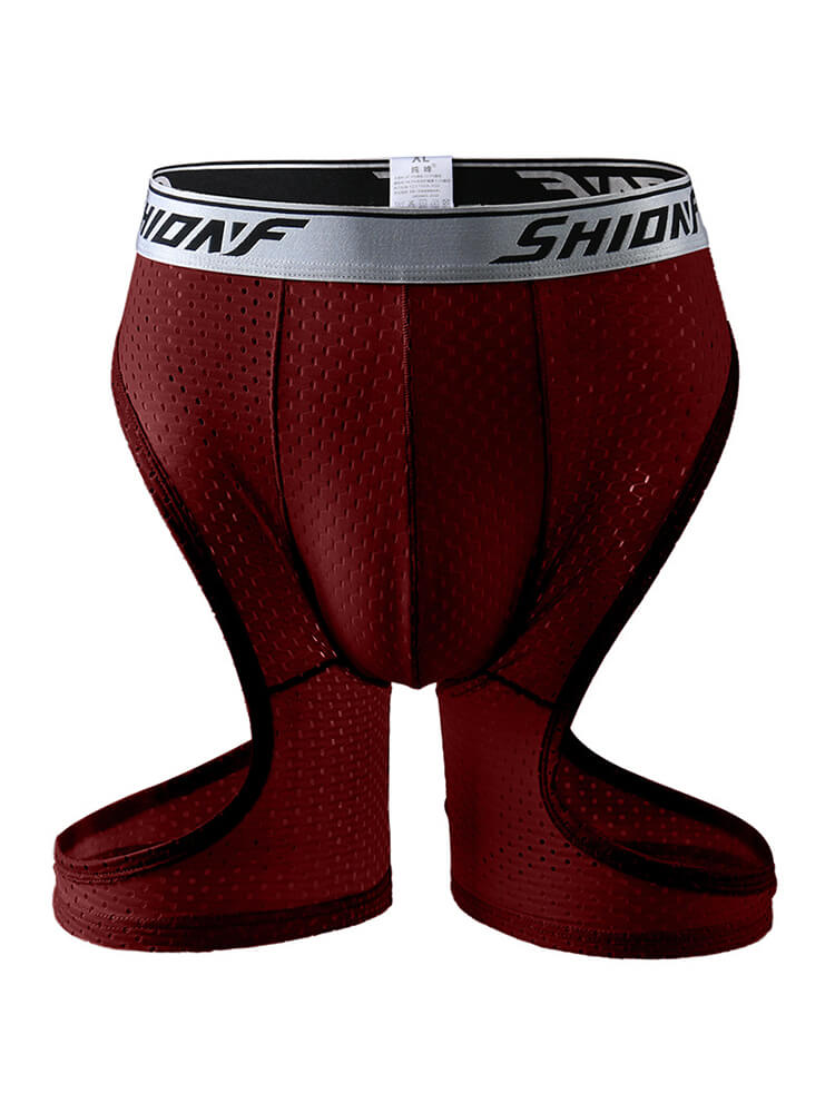 Men's Dual Side Cutouts Mesh Lengthened Trunks
