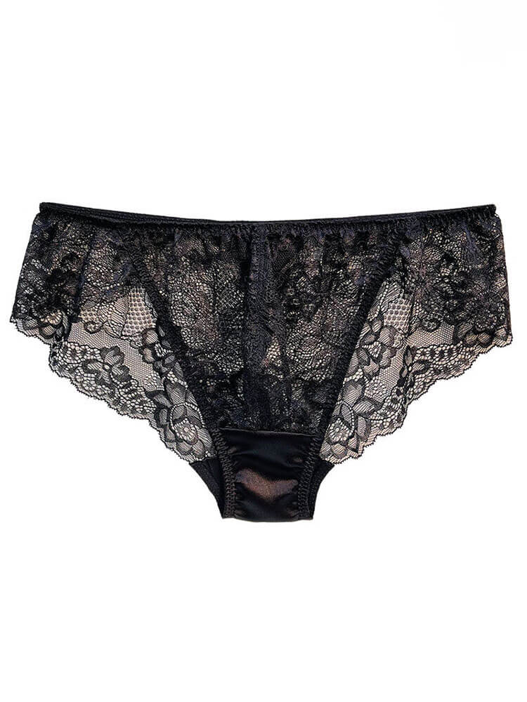 Men's Sexy Seamless See-Through Lace Silk Briefs
