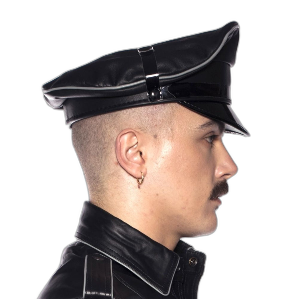 Prowler RED Leather Military Muir Cap Grey Trim