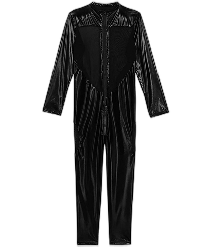 PVC Leather Mesh Kink Bodysuit
