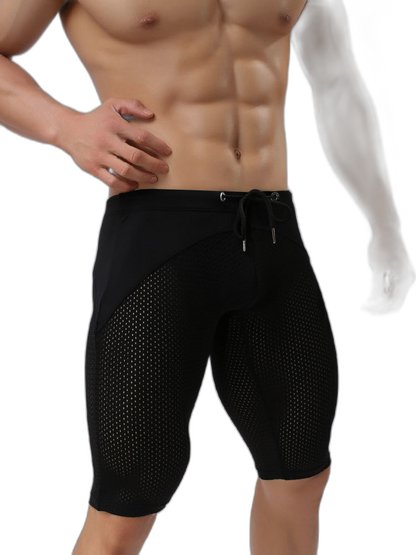 Men’s Athletic Compression Tight Shorts with Drawstring