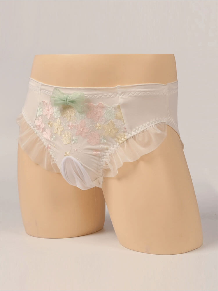 Men's Sexy Crossdressing Lace Floral Japanese Style Briefs
