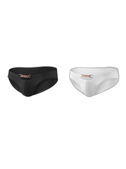 2 Pack Men's U-Pouch Design Metal-Clasp Thin Briefs