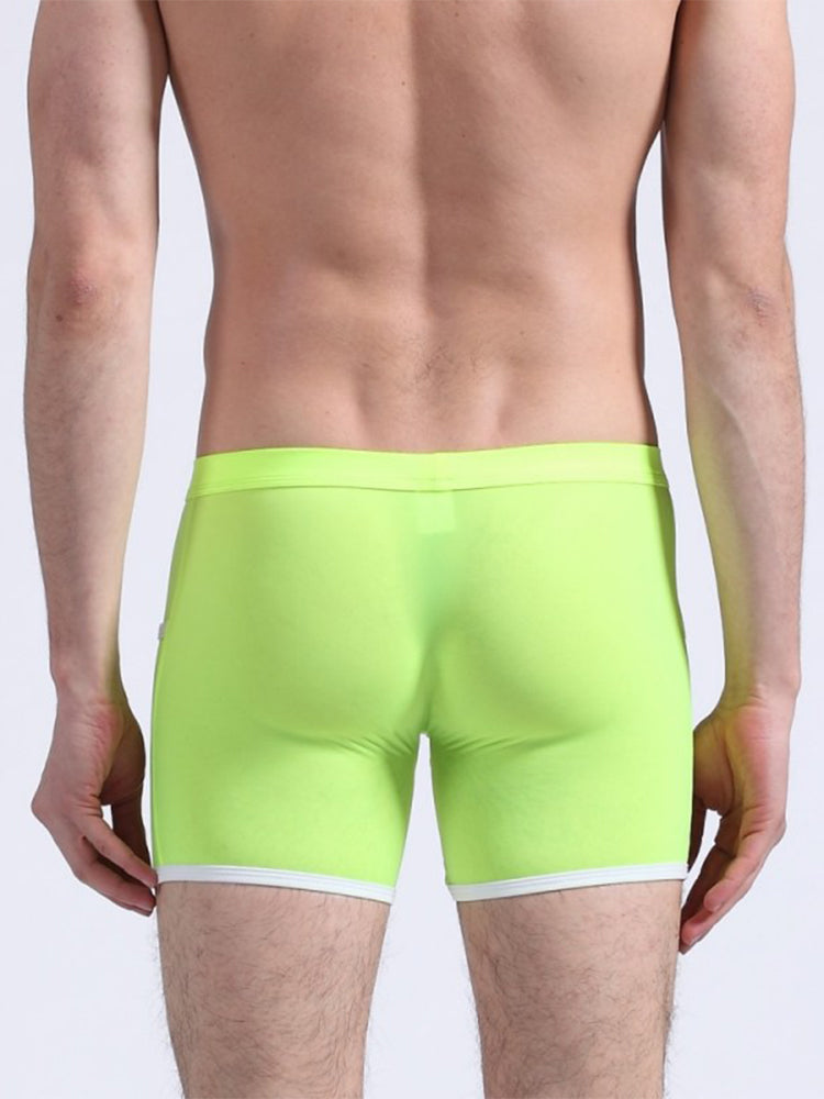 3 Pack Men's Long Leg Boxer Briefs Made of Ultra-Thin Ice Silk with Anti-Wear Elastic