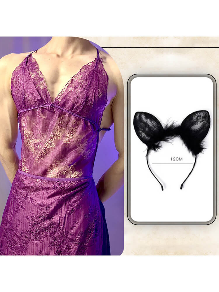 Men's Lace Hollow-Out Camisole Pajama Set