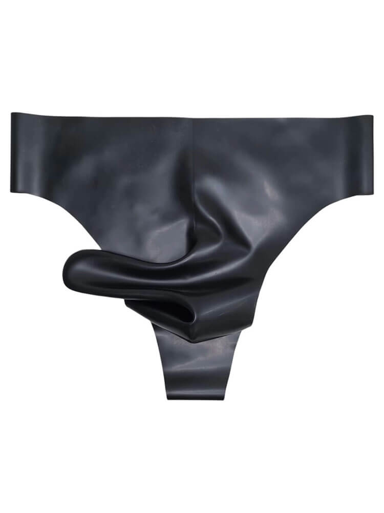 Men's Solid-Color Separate Pouch Latex Thong