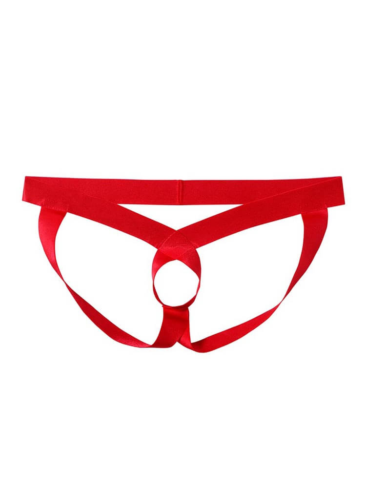 Men's Sexy Solid Color Hollow Loops Double Thong