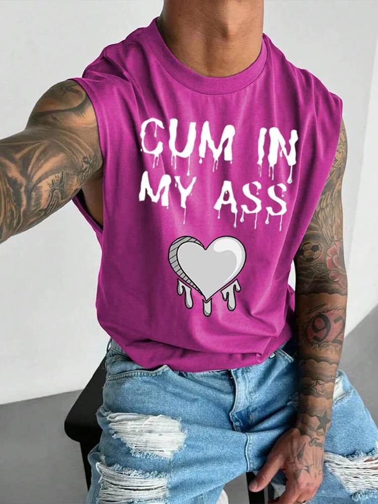 Men's LGBTQ Cum In My Ass Print Wide Shoulder Vest