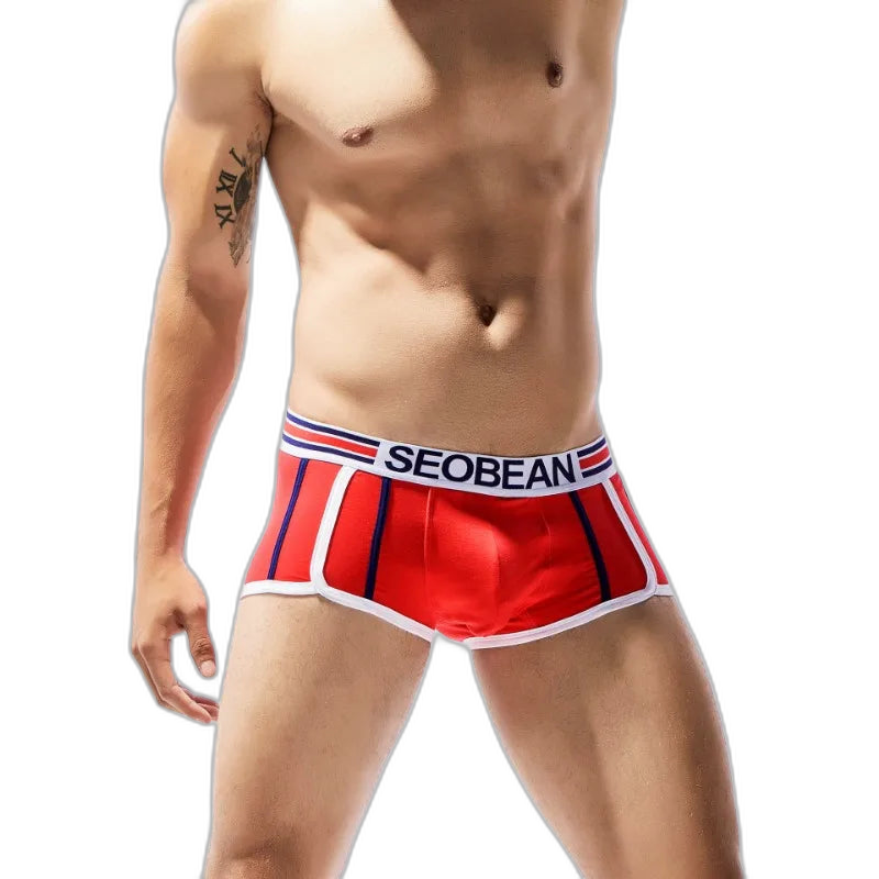 SEOBEAN Racing Stripes Low Rise Boxer Briefs