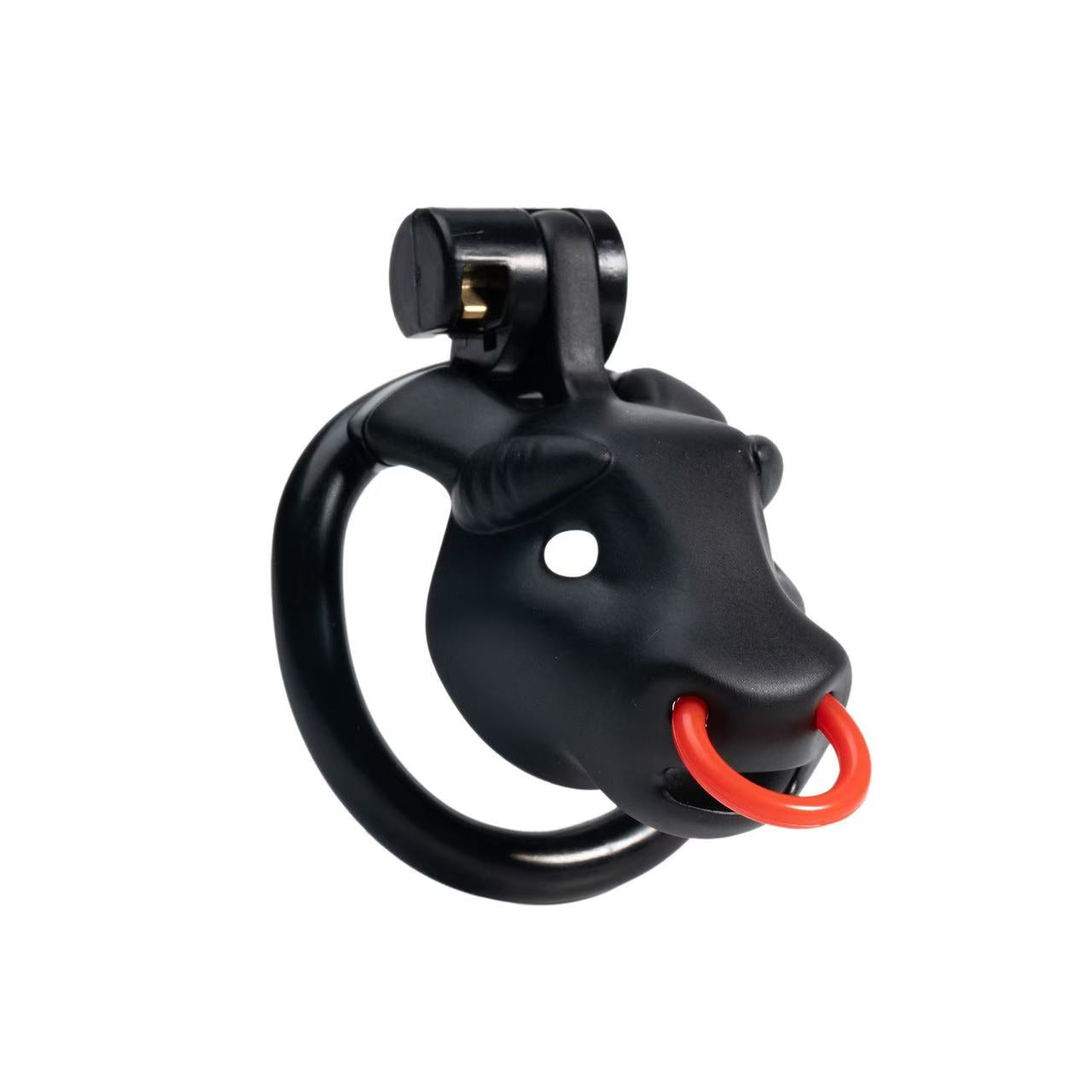 Red Bull Head Male Chastity Cage | Detachable Nose Ring & Leash-Compatible BDSM Device