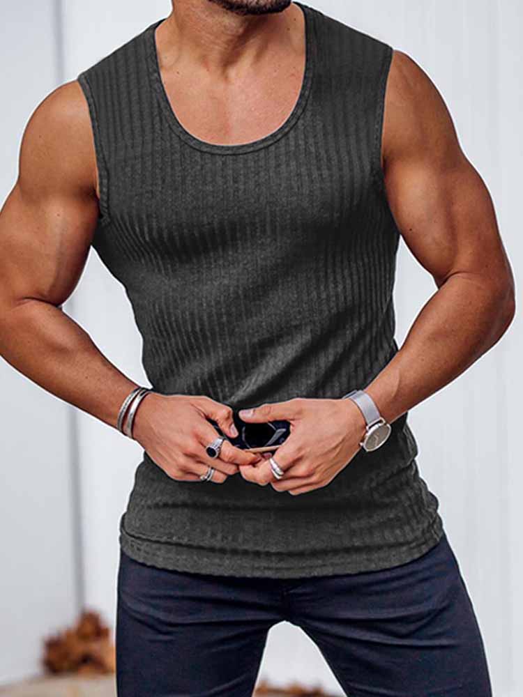Summer Knitted Sleeveless Wide Shoulder Tank Tops