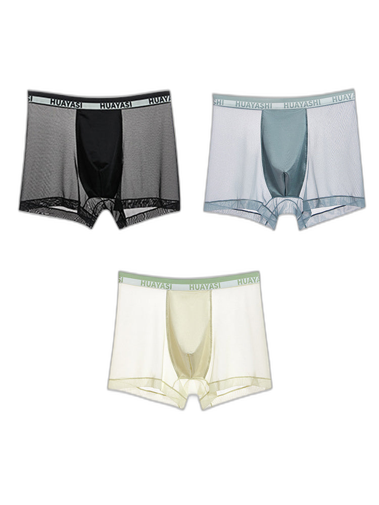 3 Pack Men's Ice Silk Seamless Breathable Quick-Drying Trunks