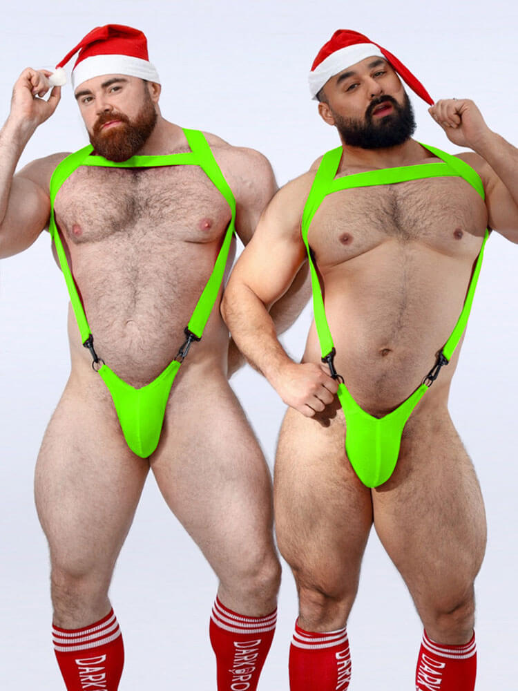 Men's Sexy Neon Bondage Harness Bodysuit Thong