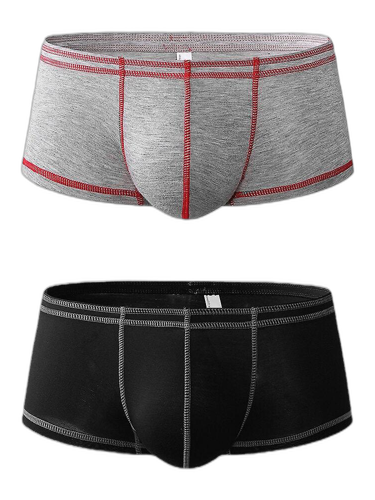 2 Pack Men's Sporty Breathable U Convex Pouch Trunks