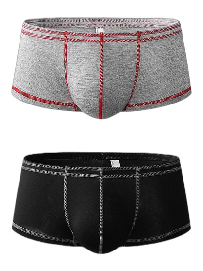2 Pack Men's Sporty Breathable U Convex Pouch Trunks