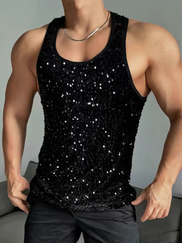 Men's Sequined Glitter Tank Top