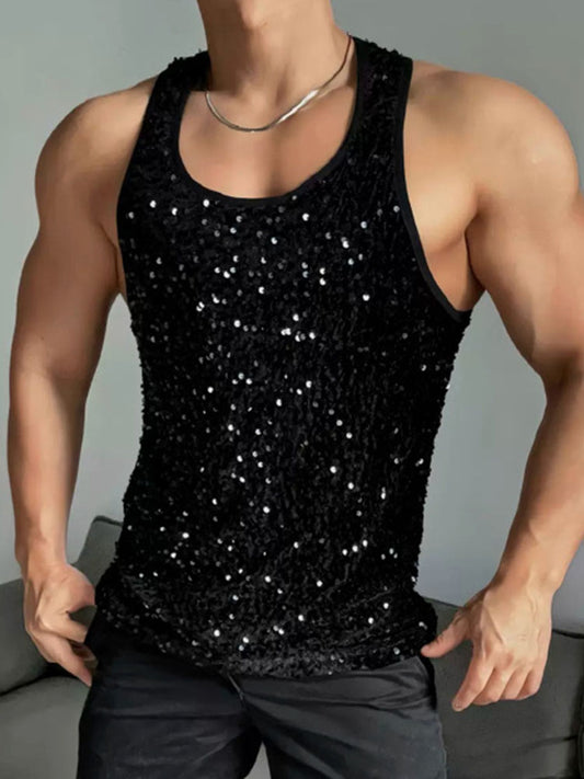 Men's Sequined Glitter Tank Top
