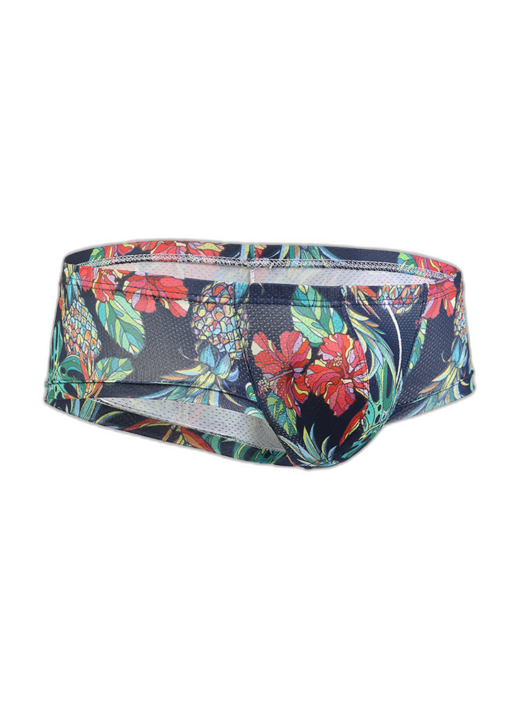 Men's Sexy Botanical Printed Mesh Underwear